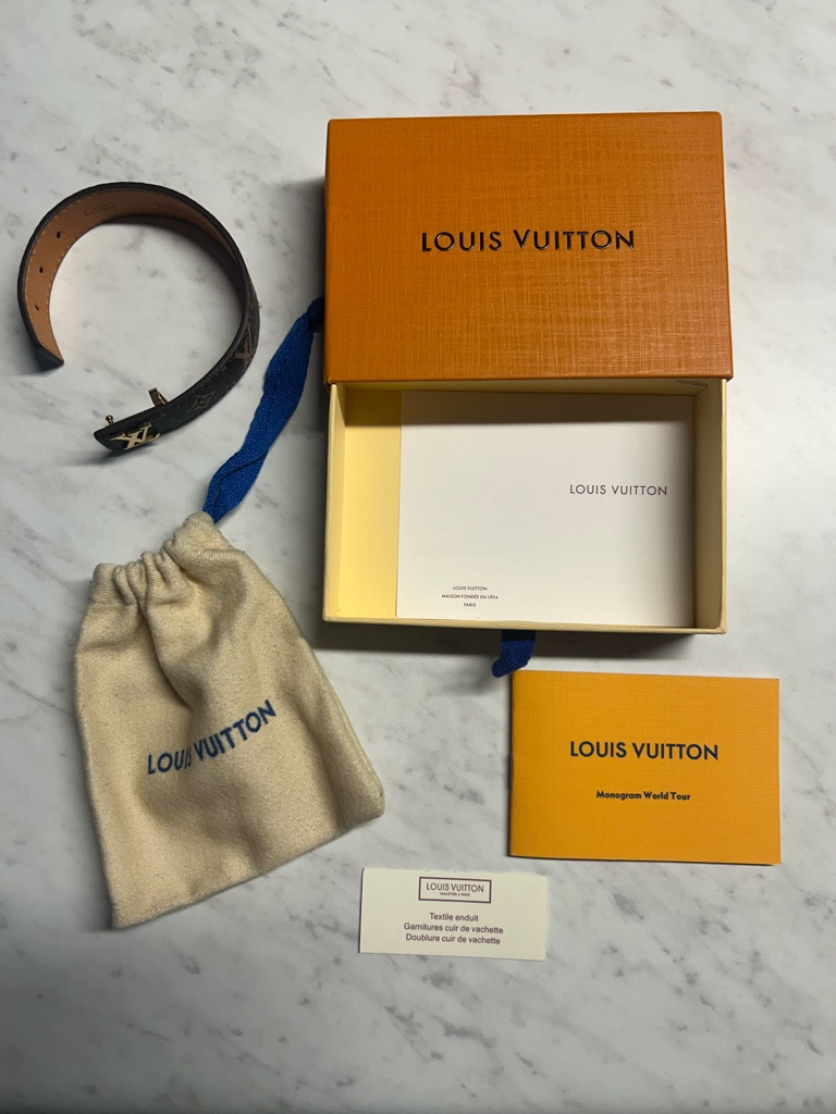 Louis Vuitton Men’s Monogram Leather Bracelet In Brown